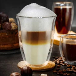 Creano Doppelwandige Gläser 250ml „DG-V“, 2er Set, Thermoglas Doppelwandig Aus Borosilikatglas, Kaffeegläser, Teegläser, Latte Gläser, Doppelwandgläser -Haushaltswaren Store 5568d6c3724ec76e18b4a45ce4792997