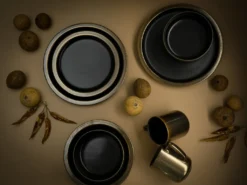 CreaTable 23592 Kombiservice Modern Industrial Für 4 Personen, Steinzeug, Schwarz/gold (1 Set, 16-teilig) -Haushaltswaren Store 55b5c40a3bd0fa2636215401cd265055