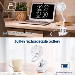 Klippbarer Ventilator Akku Leise USB Klemmbarer Tischventilator Schwenkbar 360° 3 Geschwindigkeiten Wiederaufladbar Schreibtisch Mini Auto Clip-Ventilator Fan -Haushaltswaren Store 55d6d738f26cd68128f163ef7f5b2937