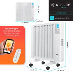 KESSER® Elektroheizkörper Infrarotheizung Energiesparend 2in1 Mobile & Wand-Konvektor Elektroheizung Mit WiFi App-Steuerung & Fernbedienung Radiator Heizung Elektrisch Heizkörper 24h Timer, Farbe:Weiß, Größe:1500W -Haushaltswaren Store 5644409d240cc0f323d7e30ae4b71778