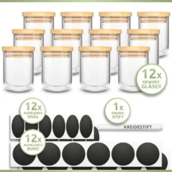 PORADA 12 Stapelbare Gewürzgläser Set 150ml Glasbehälter Mit Deckel Aufbewahrung Küche Gewürzdosen Vorratsdosen Glas Mit Deckel Aufbewahrungsgläser Küchenorganisation Aufbewahrung… -Haushaltswaren Store 579a6c32486d18a6ee9d02bf54f1ae6f