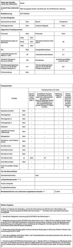 Bosch Serie 2 GTV15NWEA Gefrierschrank 83 Liter 3 Gefriergut-Schubladen -Haushaltswaren Store 581cd9868ece27c37130e9c10499c400