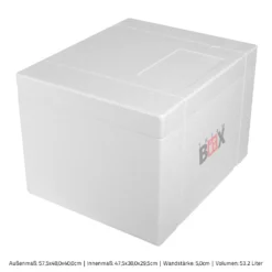 Styroporbox 53W | Wand: 5,0cm | Volumen: 53,2L | Innenmaß:47x38x29cm | Weiß Isolierbox Thermobox Kühlbox Warmhaltebox -Haushaltswaren Store 5836d7b30a64b777301e32c023f648f7