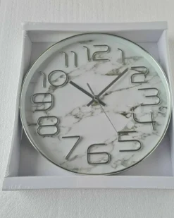 Wanduhr Uhr Marmor MARMOROPTIK Geräuscharm Weiß Grau 30cm SILBER NEU -Haushaltswaren Store 58545217f79a70667673a1c96f0db279