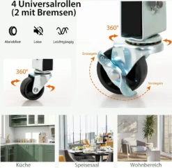 COSTWAY Küchenwagen Mit Tablett, Regalen Und 3 Großen Schubladen, Küchenschrank Rollbar, Kücheninsel Aus Kautschukholz, Servierwagen 67 X 37 X 82,5 Cm (Schwarz) 13 COSTWAY Küchenwagen Mit Tablett, Regalen Und 3 Großen Schubladen, Küchenschrank Rollbar, Kücheninsel Aus Kautschukholz, Servierwagen 67 X 37 X 82,5 Cm (Schwarz) -Haushaltswaren Store 5a958a06dc7a1f96d45440fc2a88a66f