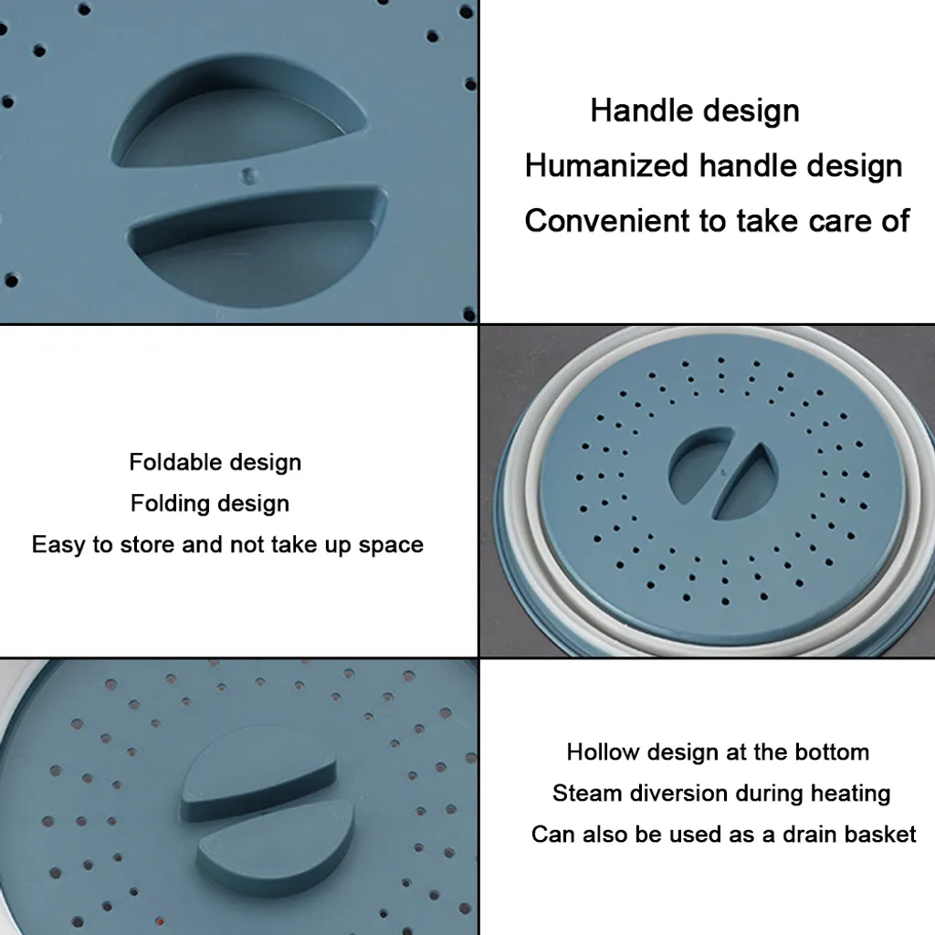 Faltbare Mikrowellen-Abdeckplatte Für Lebensmittel, Belüftet, Faltbar, Spritzwassergeschützt, Mikrowellen-Spritzschutz, BPA-freies Silikon & Kunststoff Und Spülmaschinenfest ,Ink-blue Colour 10 Faltbare Mikrowellen-Abdeckplatte Für Lebensmittel, Belüftet, Faltbar, Spritzwassergeschützt, Mikrowellen-Spritzschutz, BPA-freies Silikon & Kunststoff Und Spülmaschinenfest ,Ink-blue Colour – Bild 8