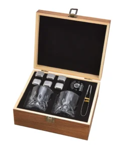 Whisky Geschenk-Set Mit 2 Gläsern, Eiswürfeln Aus Edelstahl, Zange, Samtbeutel In Einer Schönen Holzbox -Haushaltswaren Store 5eee92ca1b75f172d5308dc3dedcbc33