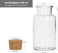 6tlg. Bonbongläserset Korkverschluss 300 Ml Bonboniere Vorratsdose Gewürzglas -Haushaltswaren Store 5f20133b61c938406fee89565ea82537