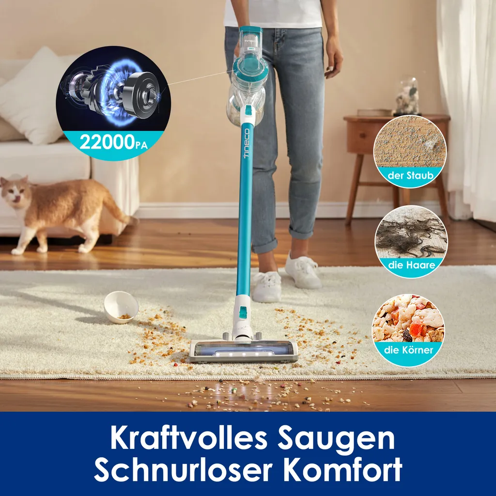Tineco A11 Master 2 In 1 Akkustaubsauger Mit Zwei Akkus, Schnurloser Handstaubsauger Mit 22KPa Starker Saugleistung 4 Tineco A11 Master 2 In 1 Akkustaubsauger Mit Zwei Akkus, Schnurloser Handstaubsauger Mit 22KPa Starker Saugleistung – Bild 2