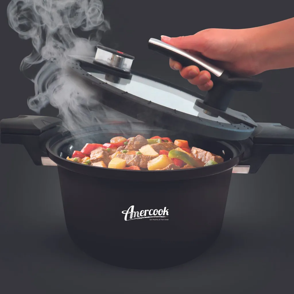 AMERCOOK Fresh Cooker Kochtopf Niederdrucktopf 24 Cm - Universal-Topf Für Alle Herdarten Kochtopf - Induktionsgeeigneter Kochtopf Energiespartopf - Kochtopf Vitaminschonend Schnellkochtopf Mit Ventil 10 AMERCOOK Fresh Cooker Kochtopf Niederdrucktopf 24 Cm - Universal-Topf Für Alle Herdarten Kochtopf - Induktionsgeeigneter Kochtopf Energiespartopf - Kochtopf Vitaminschonend Schnellkochtopf Mit Ventil – Bild 8