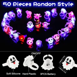 50 Stück Halloween-Partygeschenke Für Kinder, LED-Blinkringe, Leuchtende Halsketten Und Broschen Für Party-Dekorationen, Halloween-Partyzubehör, Kein Süßigkeitenhalloween Leckereien, Goodie-Tütenfüller -Haushaltswaren Store 617b47bca4ece227d5cfa7f172bc178b