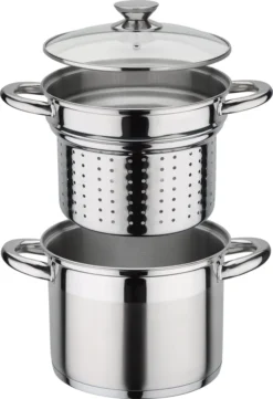 GSW Pasta-Topf Treviso 22 Cm Mit Glasdeckel, 975360, Edelstahl Rostfrei 18/8, Ca. 6,5 L -Haushaltswaren Store 61cfc588a6856b5262d6f395b770cb2a