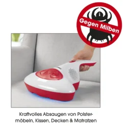 CLEANmaxx Akku-Milben-Handstaubsauger Mit UV-C-Licht - Rot/weiß UV Licht Akku Milbensauger Handstaubsauger Milben Allergiker Kabellos CLEANmaxx -Haushaltswaren Store 61ee787a460136903eac9724d545de7c