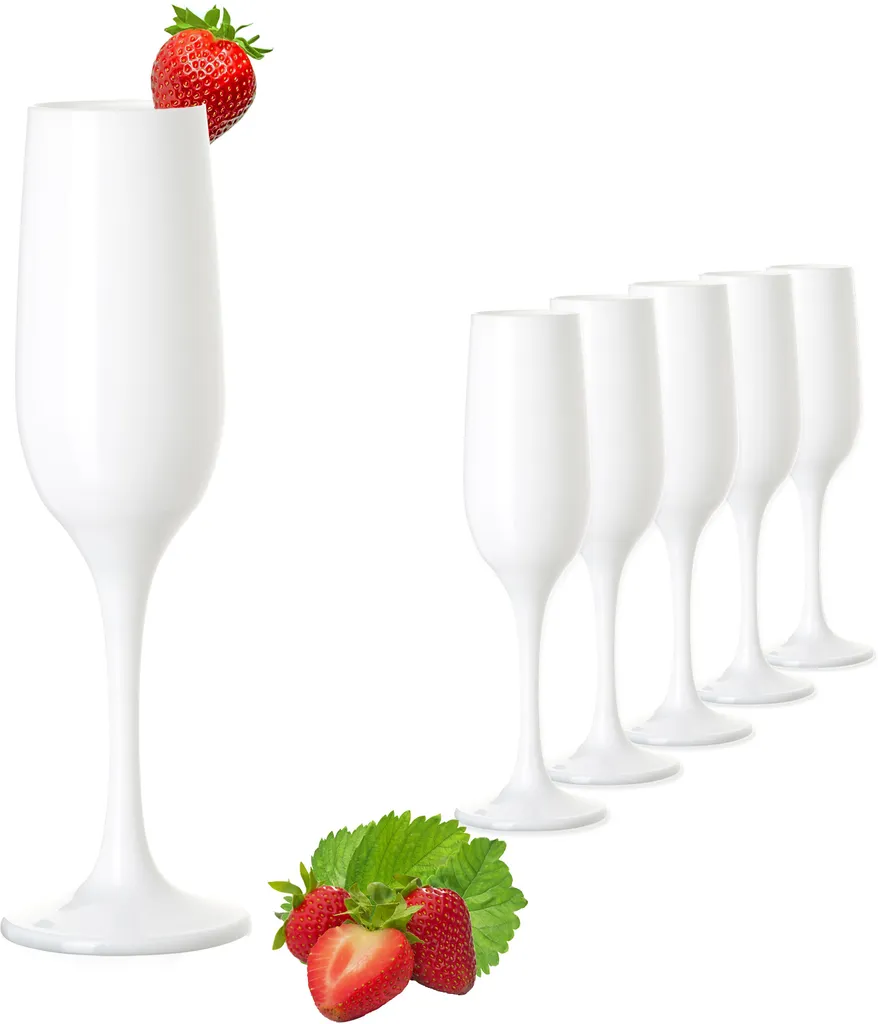 Weiße Sektgläser Set 6 Teilig Champagnergläser 160ml (max. 200ml) Aus Glas 4 Weiße Sektgläser Set 6 Teilig Champagnergläser 160ml (max. 200ml) Aus Glas – Bild 2