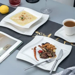 MALACASA, Serie Amparo, Cremeweiß Porzellan Tafelservice 12 Tlg. Set Speiseteller Und Suppenteller Geschirrset Für 6 Personen -Haushaltswaren Store 637584938fbf7fa968d205072c53eb55