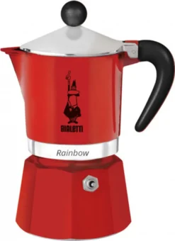 Bialetti Rainbow, Italienische Espresso-Kaffeemaschine, Aluminium, 3 Tassen, Rot -Haushaltswaren Store 6455f031ecd3314a43ae653d5e703f0f