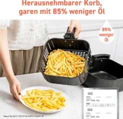 Cosori Premium 5,5-Liter Heißluftfritteuse Mit Spießgestell, Schwarz -Haushaltswaren Store 647686130f96fa0ca7d37d9d7c284eb5