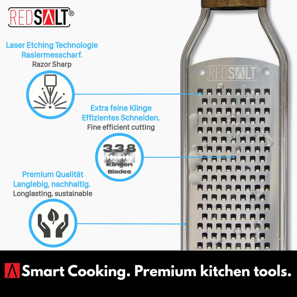 REDSALT® Premium Zester Edelstahl Reibe Mit Holzgriff | Rasiermesserscharfe Klinge | Küchenreibe Für Zitrone Ingwer Muskatnuss | Parmesanreibe Ingwerreibe Zitronenreibe Käsereibe 5 REDSALT® Premium Zester Edelstahl Reibe Mit Holzgriff | Rasiermesserscharfe Klinge | Küchenreibe Für Zitrone Ingwer Muskatnuss | Parmesanreibe Ingwerreibe Zitronenreibe Käsereibe – Bild 3