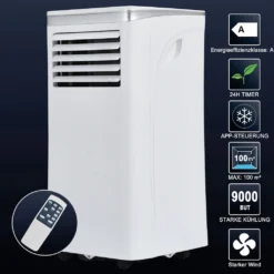 Merax 3in1 Mobile Klimagerät 9000 BTU Klimaanlage Mit Entfeuchtung, Fernbedienung Und Abluftschlauch, Klimaanlage Für Räume Bis 100 M³, Ventilationsfunktion Und 24h-Timer, 1003W[EEK A] -Haushaltswaren Store 6546284fc6c92ea8702f5849d52678c2