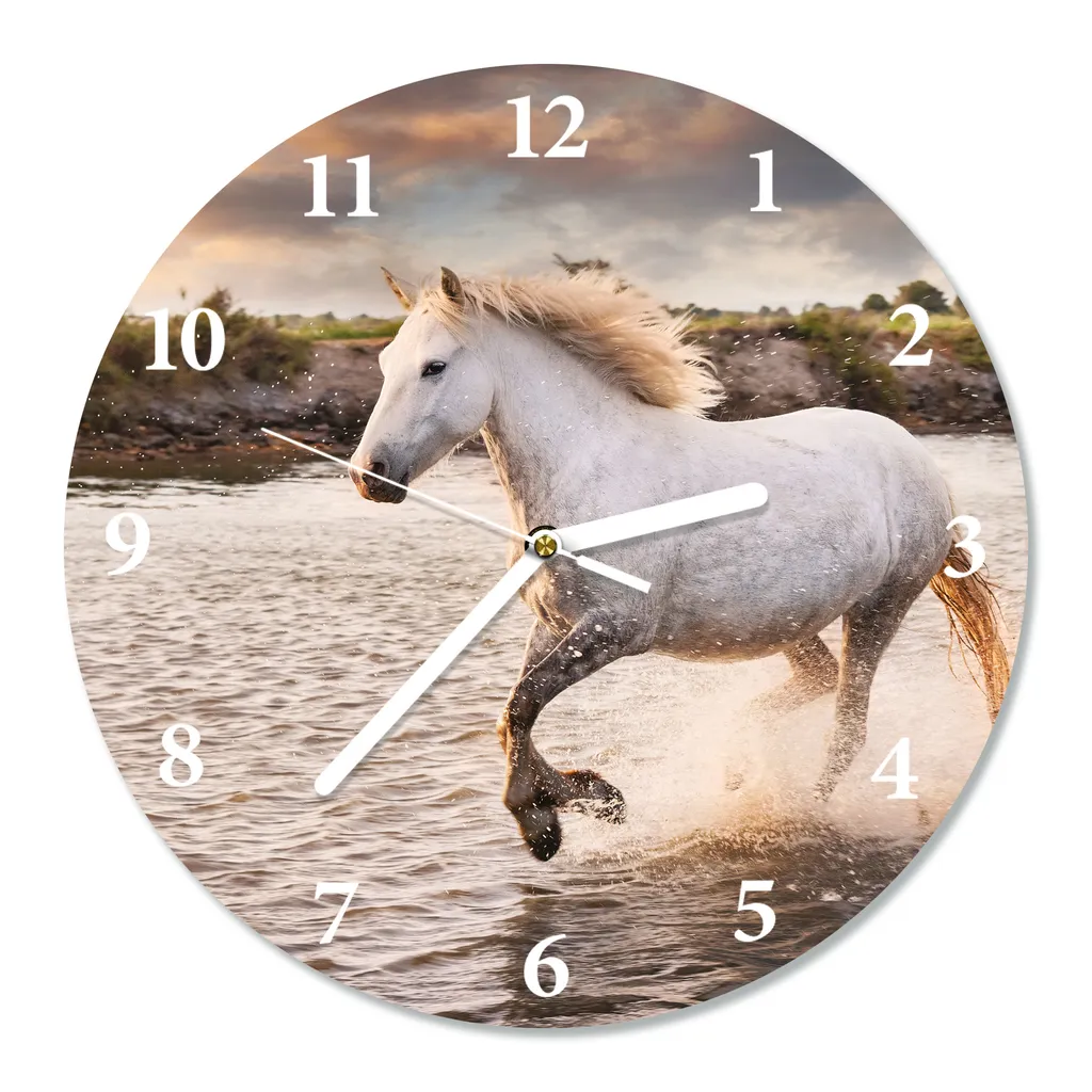 Wanduhr WEIßES PFERD Küchenuhr LEISE Wohnzimmeruhr DEKO Badezimmeruhr RUND 30 Cm 3 Wanduhr WEIßES PFERD Küchenuhr LEISE Wohnzimmeruhr DEKO Badezimmeruhr RUND 30 Cm