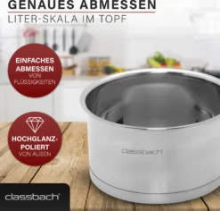 Classbach® Topfset 8-teilig, Kochtopf Set Edelstahl Für Alle Herdarten (Induktion-, Gasherd, Ceranfeld, Elektroherd) Spülmaschinenfest Kochtopf Set Camping, Töpfe Induktion Kochtopfset C-KTS 4017 -Haushaltswaren Store 66c31b1a7fb55f93aafbdfc8550edd70