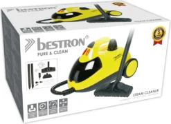 Bestron Dampfreiniger Mit 12-Teiligen Zubehör-Set, Inkl. Kindersicherung & 10m Aktionsradius, 4 Bar Dampfdruck, Kapazität: 1,5 L, Ideal Für Bäder Und Küchen, 1500 Watt, Farbe: Gelb -Haushaltswaren Store 68272e4d211588bada9c369dc9b12bfe