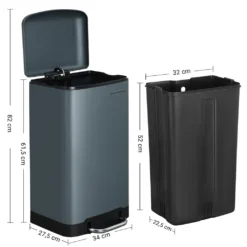 SONGMICS Mülleimer, 30 Liter Abfalleimer, Treteimer Aus Stahl, Mit Inneneimer Und Deckel, Softclose, Luftdicht Rauchgrau LTB01GS 17 SONGMICS Mülleimer, 30 Liter Abfalleimer, Treteimer Aus Stahl, Mit Inneneimer Und Deckel, Softclose, Luftdicht Rauchgrau LTB01GS -Haushaltswaren Store 6881198228f99627621f65978b20cc70