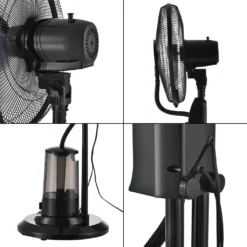 Nebelventilator 75W Mit Wassernebel Mit 3 Geschwindigkeitsstufen Standventilator Ventilator Bodenventilator Luftkühler Oszillierend Schwarz -Haushaltswaren Store 69ceb9effd97bae7fe1d095f13d1772a
