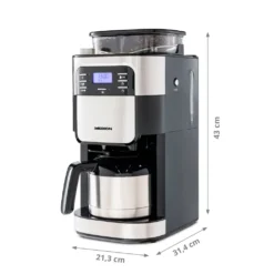 MEDION Kaffeemaschine Mit Mahlwerk Und Thermoskanne (Timer, 1 Liter, 900 Watt, Kaffeebohnenmahlwerk, 8 Mahlstufen, LED Display, Tropf Stopp, Isolierkanne, MD19777) -Haushaltswaren Store 6b08da99ca6c341e6b73204827f5924e