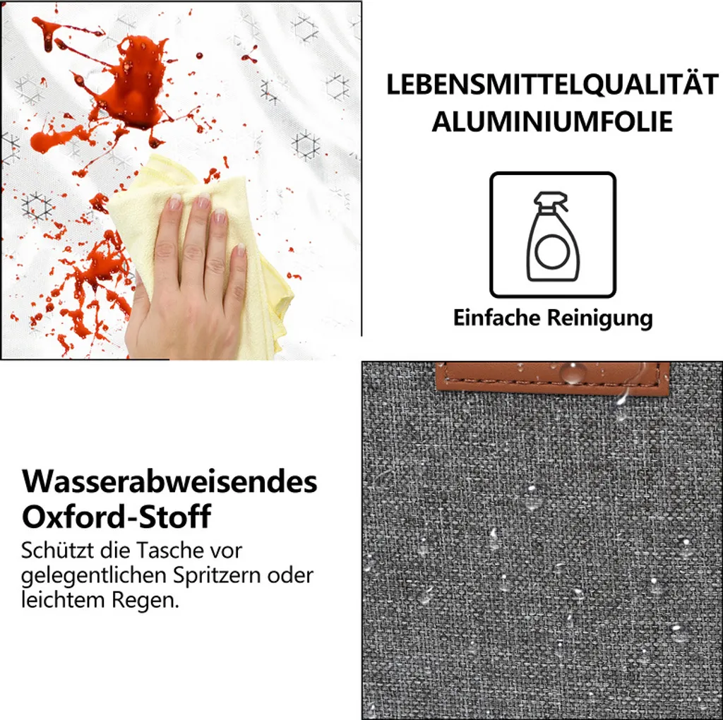 Lospitch 25L Kühltasche Faltbar Kühlkorb Kühlbox Isoliertasche Thermotasche Picknicktasche Für Lebensmitteltransport, Grau 6 Lospitch 25L Kühltasche Faltbar Kühlkorb Kühlbox Isoliertasche Thermotasche Picknicktasche Für Lebensmitteltransport, Grau – Bild 4