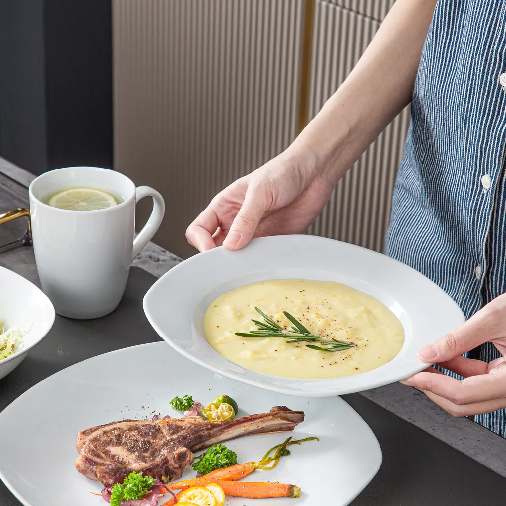 MALACASA, Serie Elisa, 50-teilig Tafelservice Aus Porzellan Für 6 Personen, Kombiservice Frühstückservice Kaffeeservice Mit Eierbecher, Kaffeetassen, Untertassen, Müslischalen, Dessertteller 5 MALACASA, Serie Elisa, 50-teilig Tafelservice Aus Porzellan Für 6 Personen, Kombiservice Frühstückservice Kaffeeservice Mit Eierbecher, Kaffeetassen, Untertassen, Müslischalen, Dessertteller – Bild 3