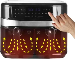 Emerio AF-126672 XXL Doppel Heißluft-Fritteuse Air-Fryer 2 X 4,5 Liter 12 Programme -Haushaltswaren Store 6c5c9bbba89cdf1284dd21c9c284f4ba