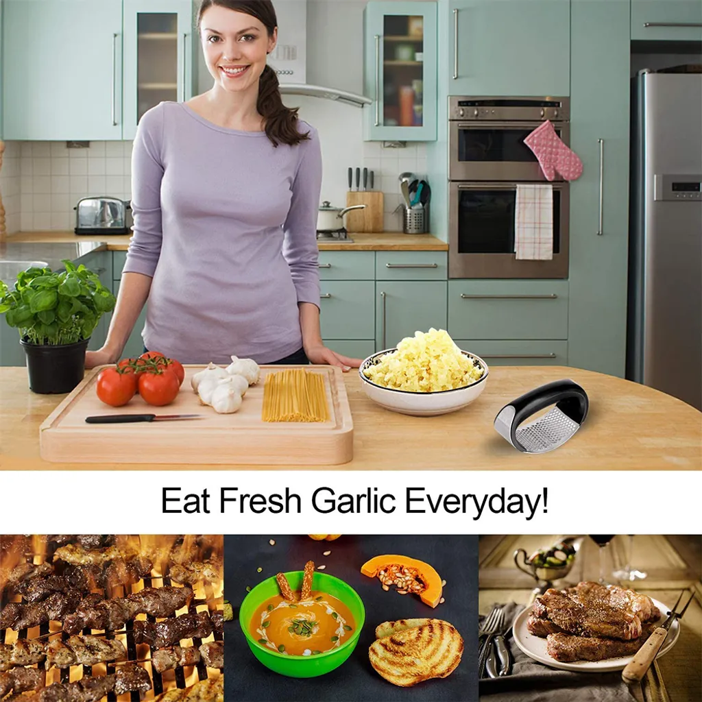 Garlic Press Knoblauchpresse Edelstahl Rostfrei, Knoblauchschneider Spülmaschinenfest Küchenhelfer Mit Silikon Schäler Und Ingwerpresse Bürste 8 Garlic Press Knoblauchpresse Edelstahl Rostfrei, Knoblauchschneider Spülmaschinenfest Küchenhelfer Mit Silikon Schäler Und Ingwerpresse Bürste – Bild 6