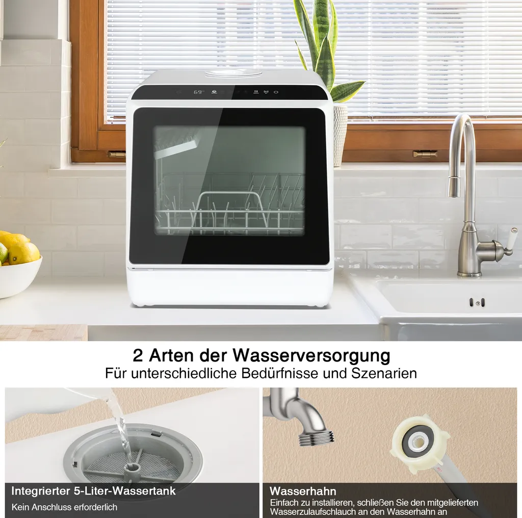 Puluomis Geschirrspüler 5L Geschirrspülmaschine Mini Spülmaschine Tischgeschirrspüler 45cm Freistehend, Funktioniert Mit/ohne Wasseranschluss, Kompakt, Für Büro, Kleine Wohnung, Camping, Wohnwagen, Weiß 6 Puluomis Geschirrspüler 5L Geschirrspülmaschine Mini Spülmaschine Tischgeschirrspüler 45cm Freistehend, Funktioniert Mit/ohne Wasseranschluss, Kompakt, Für Büro, Kleine Wohnung, Camping, Wohnwagen, Weiß – Bild 4