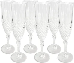 6er Set Kunststoff Champagner-Gläser Kristalleffekt 200ml / Ø6x22,5cm -Haushaltswaren Store 6d315061065015afc77904cd7e11fd6b