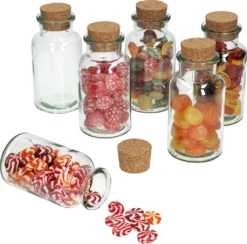 6tlg. Bonbongläserset Korkverschluss 300 Ml Bonboniere Vorratsdose Gewürzglas
