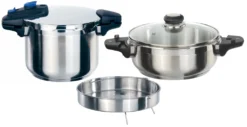 GSW Schnellkochtopf-Set „Biostar“, Edelstahl, 6-teilig -Haushaltswaren Store 6d6f398e374689b8cef4e65b3b2ae750