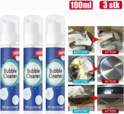 3er 100ml Schäumender Schwerölfleckenreiniger Reiniger, Leistungsstarker Fleckenentferner, Schaumreiniger, Hartnäckig Fett & Schmutz Entfernen Blasenspray, Allzweckreiniger