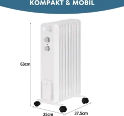 STAHLMANN Ölradiator ZR201 Weiss – Elektroheizung Energiesparend Bis 50 Qm Fläche – Heizung Elektrisch Mit Thermostat Und 3 Heizstufen – Elektrisches Heizgerät, Electric Heater, Watt:2000W -Haushaltswaren Store 6edfd6fbae556eb0e9b186cfad8cf6d8
