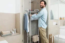 Vileda Mixer 4 - Vertikaler Stahlturm-Wäscheständer, 40 Meter Trockenraum, 4 Gestelle, Kleiner Kleiderständer Und Bügel, Offene Maße 169 X 71 X 71 X 71 Cm, Farbe Weiß -Haushaltswaren Store 6fa7eb1ed967ef0d2522d1b80f25410e