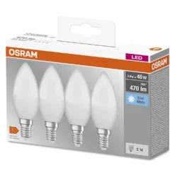 OSRAM Set Mit 4 LED-Lampen E14 Mattierte Flamme 5 W Entsprechend 40 W Kaltweiß -Haushaltswaren Store 70855655e12b05d09dbb6bca5f7b88ac