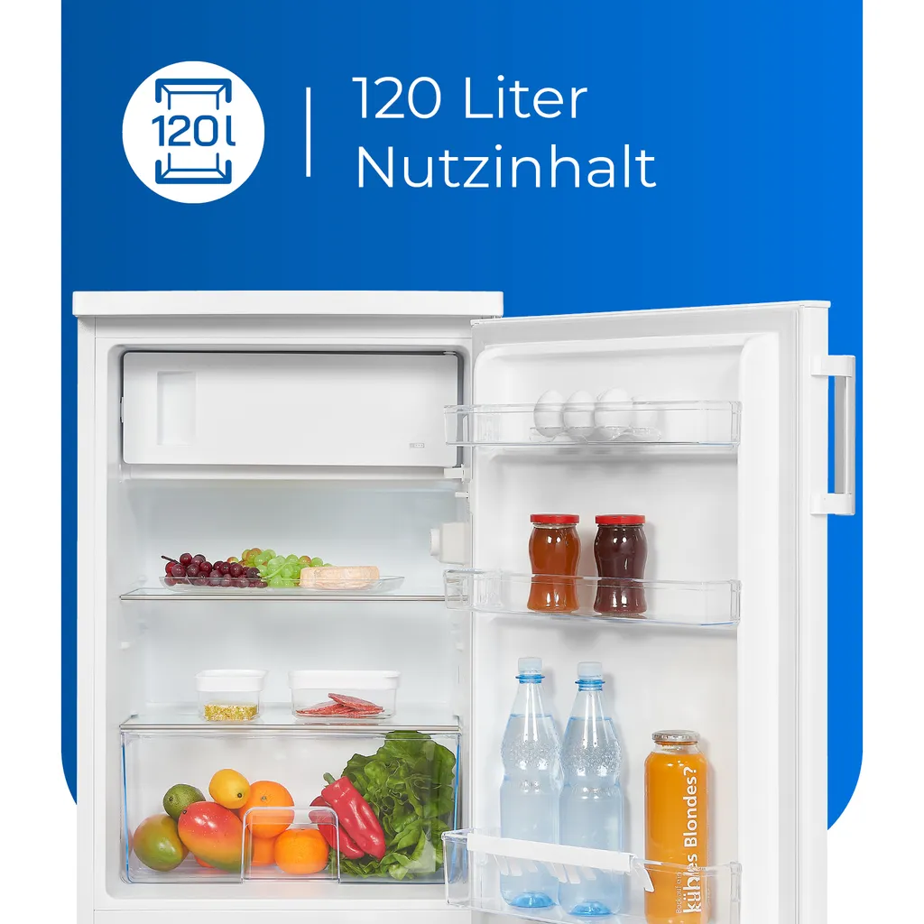 Exquisit Kühlschrank KS16-4-H-010D Weiss | 120 L Nutzinhalt | 4 Sterne | LED-Licht | 55 Cm Breite 6 Exquisit Kühlschrank KS16-4-H-010D Weiss | 120 L Nutzinhalt | 4 Sterne | LED-Licht | 55 Cm Breite – Bild 4