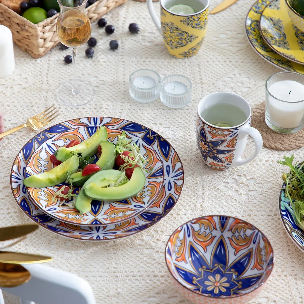 Vancasso Tafelservice Porzellan, JASMIN 16 Teiliges Essgeschirr Kombiservice, Handbemaltes Geschirrset Für 4 Personen, Böhmischer Stil 7 Vancasso Tafelservice Porzellan, JASMIN 16 Teiliges Essgeschirr Kombiservice, Handbemaltes Geschirrset Für 4 Personen, Böhmischer Stil – Bild 5