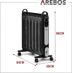 AREBOS Mica Konvektor 2000 W | Wärmewellenheizer | Elektroheizung | Konvektor-Heizung | Mobile Elektroheizung Energiesparend | Leise Heizung | Mobiler Elektro Heizlüfter Mit 2 Heizstufen | Schwarz -Haushaltswaren Store 714c1395c8912bc72a3dbcdb2736b444