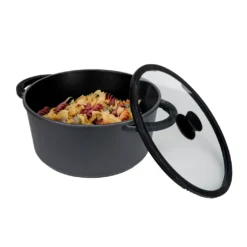 AXENTIA Aluguss Kochtopf Blackline Ø 28 Cm Mit ILAG-Antihaft-Beschichtung, Deckel Aus Glas Mit Silikon-Stoßrand Und Nudelsieb-Ersatz, Alle Herdarten -Haushaltswaren Store 725a73d9091b6ea358777be031fb8d4d