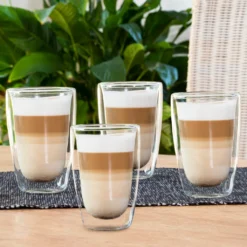 Latte Macchiato-Gläser 400ml Doppelwandig Isolierglas Extra Lang Warmhaltend Maße ≈9 X 14cm (4 Stück) 6 Latte Macchiato-Gläser 400ml Doppelwandig Isolierglas Extra Lang Warmhaltend Maße ≈9 X 14cm (4 Stück) -Haushaltswaren Store 727f867a2483bb82c7371503e6ce19b0