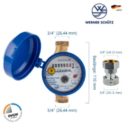 JS SCHÜTZ Zapfhahnzähler 110 Mm Mit 3/4 Zoll Anschluss -Haushaltswaren Store 7298da77f8b330cb5fb17ba6812029e6