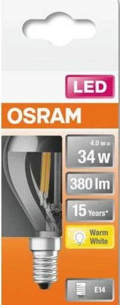 Osram LED Spiegelkopflampe Silber E14 4W Warmweiß, Klar -Haushaltswaren Store 72abb88a0f8f434e1242bca69c3d3eb2