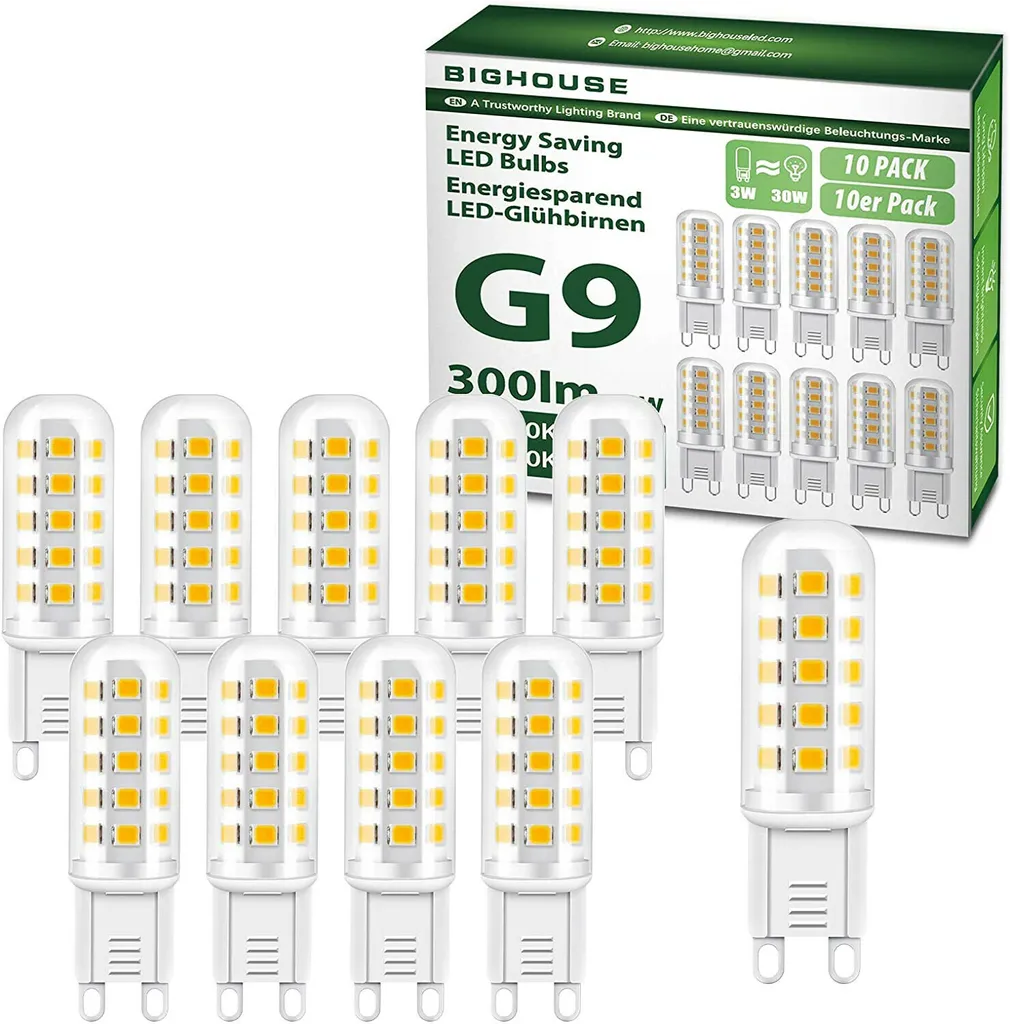 10x G9 LED Warmweiss 3W 300L LED Lampe LED Mais Glühbirne Leuchtmittel Strahler 3 10x G9 LED Warmweiss 3W 300L LED Lampe LED Mais Glühbirne Leuchtmittel Strahler