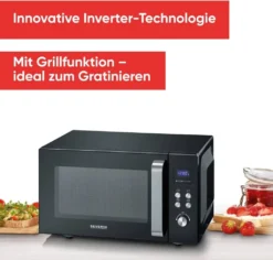 SEVERIN Inverter-Mikrowelle Mit Grillfunktion, Mikrowelle Mit 10 Automatikprogrammen, Schwarz, Edelstahl, MW 7760 -Haushaltswaren Store 734886a16b2dca0c4df3b25d2c3a72cd